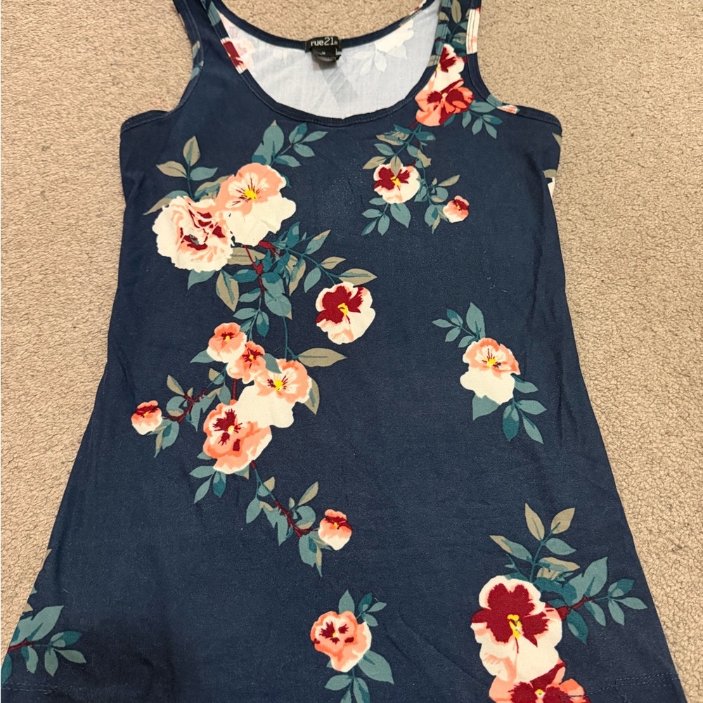 Rue21 Navy Floral Tank Top